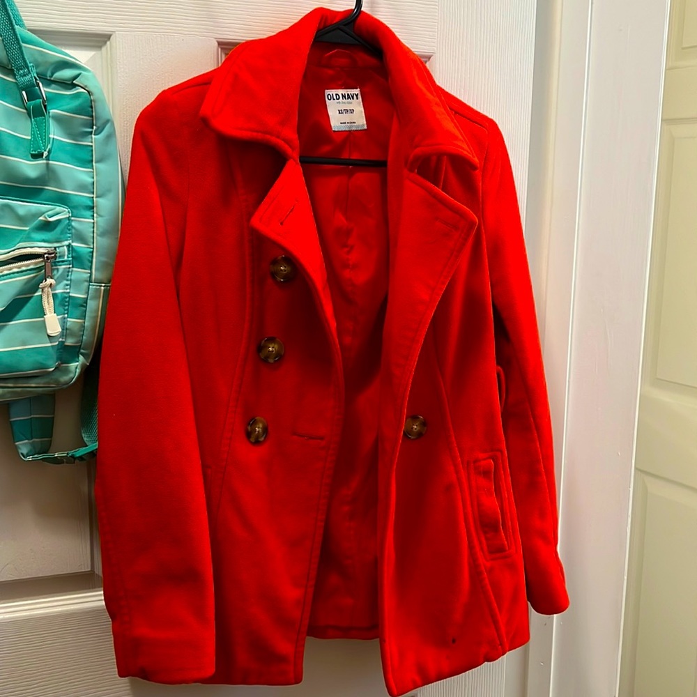 Red Old Navy Peacoat